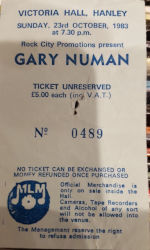 Gary Numan Hanley Ticket 1983